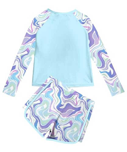 Image of Vogseek Girls Rash Guard Swimsuits 2 Piece Bathing Suit UPF 50+ Summer Swimwear Size 7-12T
