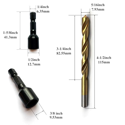 Image of 2 Pcs Hanger Bolt Driver and Drill, Alloy-Steel Driver with HSS Twist Drill for 3 /8 inch-16 Double Headed Wood Screws Fully All Threaded Rod,Threaded Insert Hexagon Head Drivers and Drills Bits
