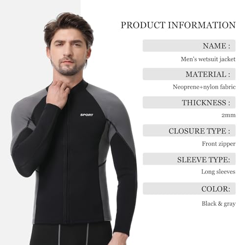 Women Wetsuit Jacket Men Top 2mm and 3mm Neoprene Swim Surfing Kayak miniatura 5