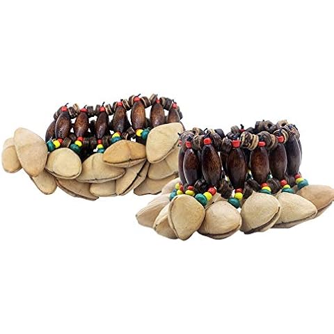 Mowind 2PCS African Tribal Style Nuts Shell Bracelet Dora Nut Handbell Percussion Accessories Cover
