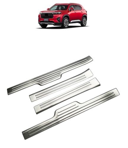 【Super Car Shop】フロント+リアセットサイドステップサイドステップガード外側+内側 サイド ステップガード スカッフプレートホンダ WR-V DG5 専用 2024~ (シルバーブラッシュド,内側)