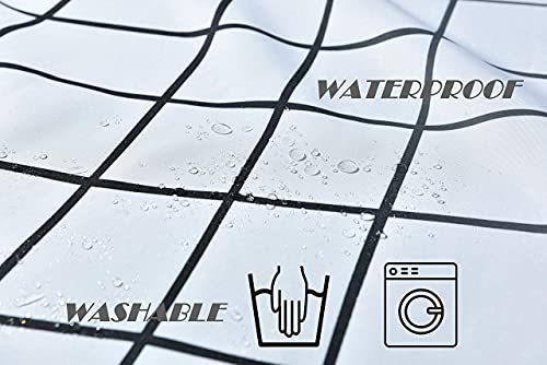 Young Da Checkered Shower Curtain, Black And White Gingham Plaid Pattern For Bathroom, Fabric Polyester, Waterproof Washable, 72X72Inch With 12Hooks #TOP1
