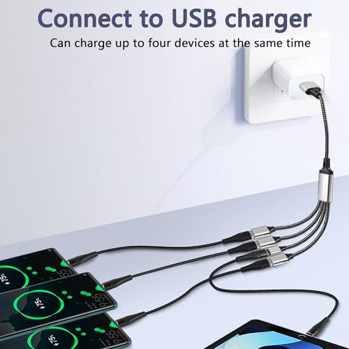 GELRHONR USB Splitter Y Cable, Male to 2 Female Extension Cord, 2 Port for Printer/Keyboard/Flash Drive/Laptop/LED (1 to 4) - Image 3