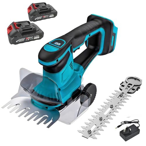 Cisaille à gazon et taille-haie 2 en 1 compatible avec batterie Makita 18 V, taille-haie électrique portable sans fil pour cour, jardin, pelouse (avec 2...