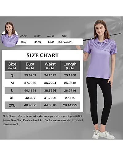 Polo Shirts For Women Short Sleeve Tops Golf Polo Shirt Casual Collared Tennis T Shirt Summer Tops,Violet L #TOP5