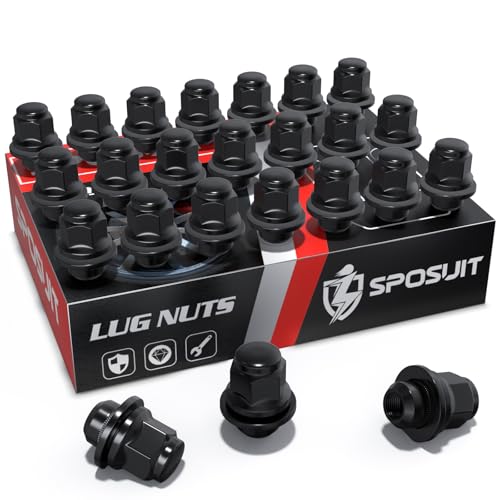 Image of Sposuit 24 Pcs M12x1.5 Black OEM Factory Lug Nuts, for Toyota, 47mm Length | Compatible with 1989-2023 Toyota 4Runner, 2016-2021 Tacoma, 2000-2006 Tundra, 2016-2023 Hilux, OEM Factory, Black