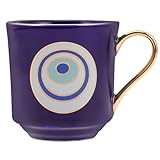 BUTIFULSIC Taza de Cerámica Diseño de Ojo Turco Fatima, Taza para Café y Té de 300 Ml, Color Azul Real, Resistente a Altas Temperaturas, Adecuado para Hogar y Oficina