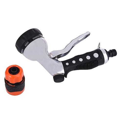 HEMOTON Multi Functional Silver Car Cleaning Water Spray with Spray Patterns Ergonomic Design for Garden Hose Use Water Saving Nozzle for Car Washing and Plant Watering