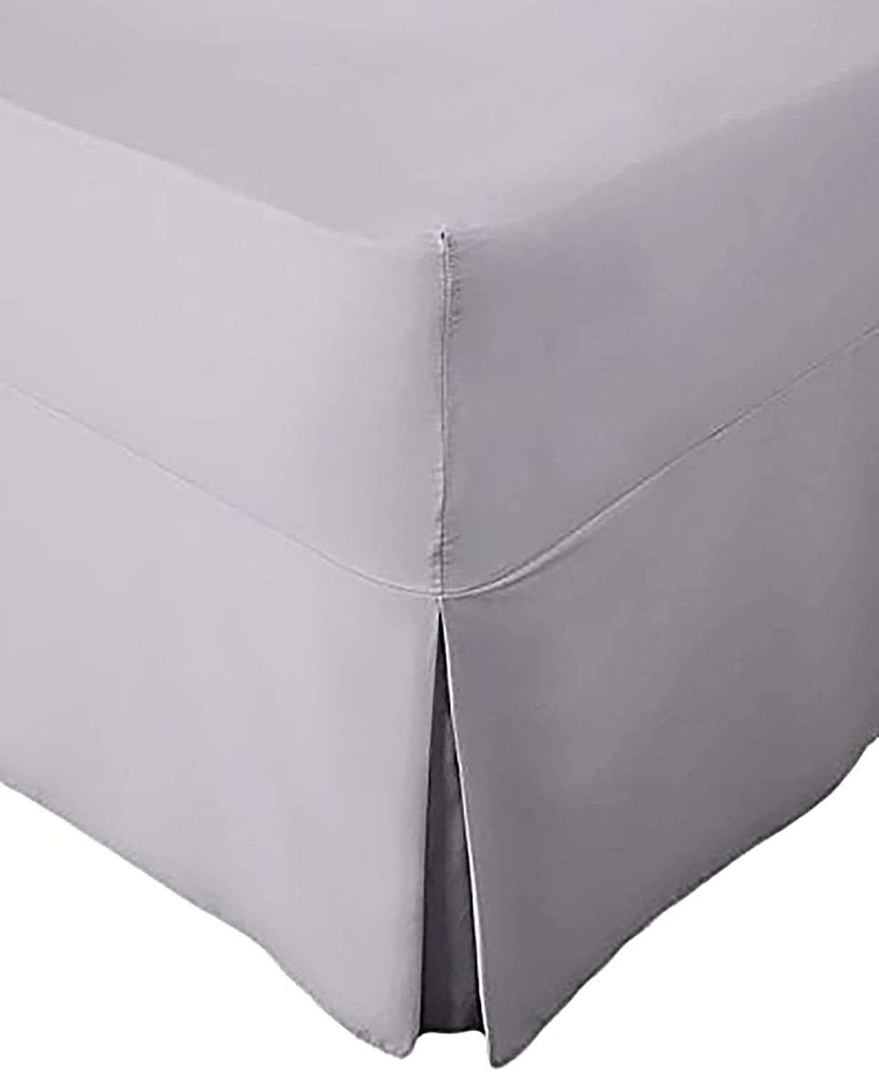 AmigoZone Extra Deep Non Iron Percale Fitted Valance Sheet Pleated (Double, Grey) — image 1