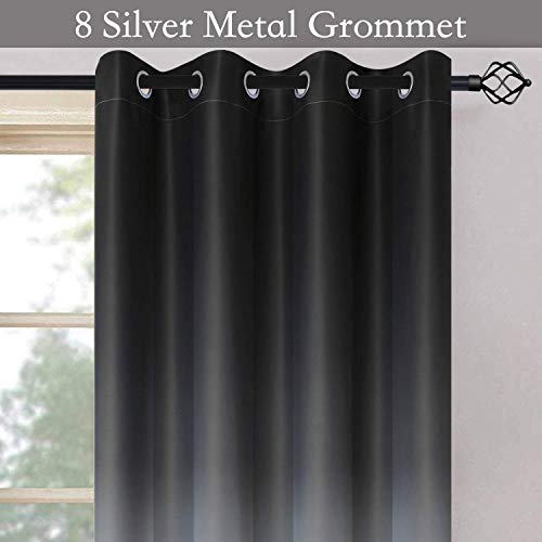 Image of SimpleHome Black to Grey White Ombre Room Darkening Curtains 72 Inch | Curtains for Living Room,Light Blocking Thick Thermal Insulated Grommet Window Curtains Drapes for Bedroom, 2 Panels,52Wx72L