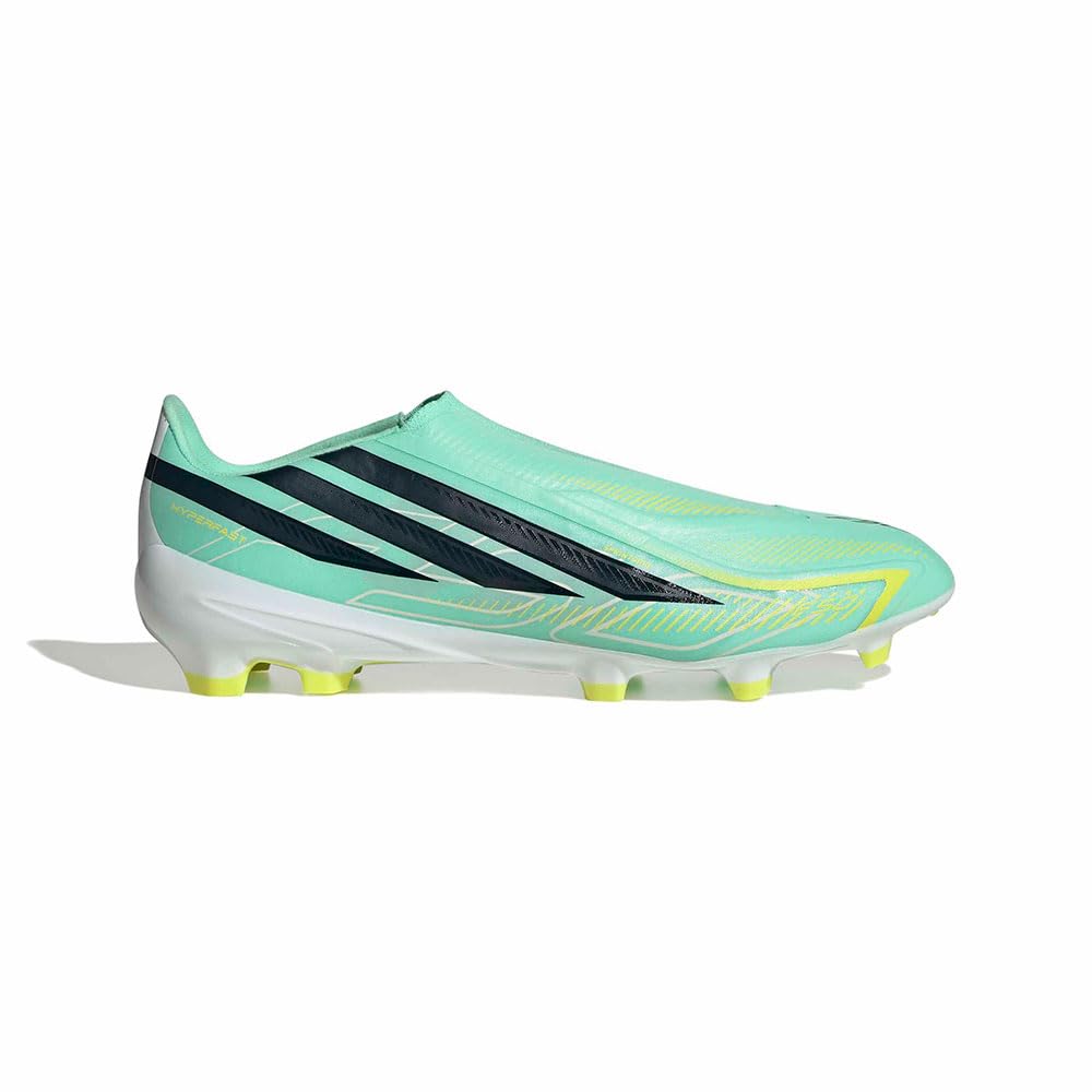 adidas Mixte F50 Hyperfast League Laceless Firm Ground Football Boots Shoes, Pulse Mint/Night Navy/Solar Lemon, 45 1/3 EU
