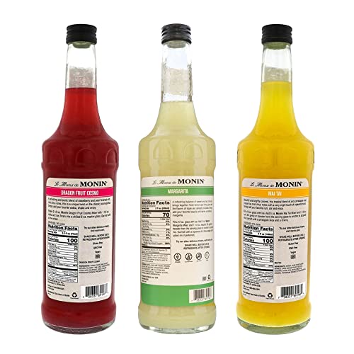 Monin - Homecrafted Cocktail Mixers, Ready-To-Use Drink Mix, Diy Cocktail Variety Pack, Made With Real Fruit Juice, Just Add Alcohol (Mai Tai, Margarita, & Dragon Fruit Cosmo, 750 Ml Each, 3-Pack) #TOP1
