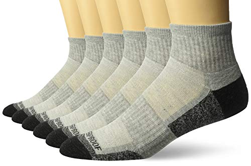 Weatherproof Men's 6 Pack Quarter Crew Socks, Gray/Gray, 10-13