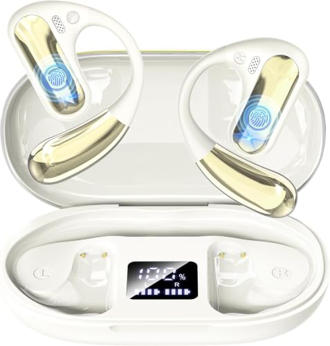 Image of CoolJumper Open Ear Headphones, Bluetooth 5.4 Ear Hook Earbuds with 16.2mm Driver, 60H Playtime LED Charging Case, IPX7 Waterproof Sports Earbuds with ENC Clear Calls for Running Gym Commute
