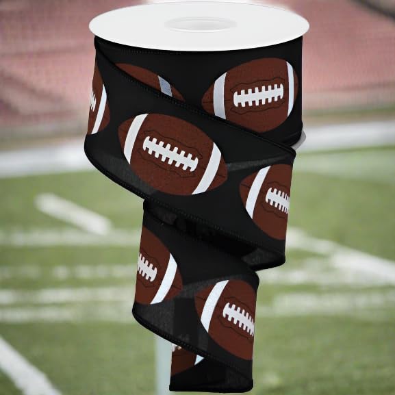 Football Wired Ribbon - 10 Yards (Black, 2.5