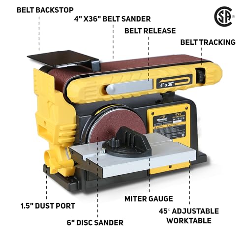 Woodskil 4.5-Amp Belt & Disc Sander Combo, 4x36 in. Belt & 6 in. Disc Sander with 3/4HP Motor, Upgraded Model - Image 3