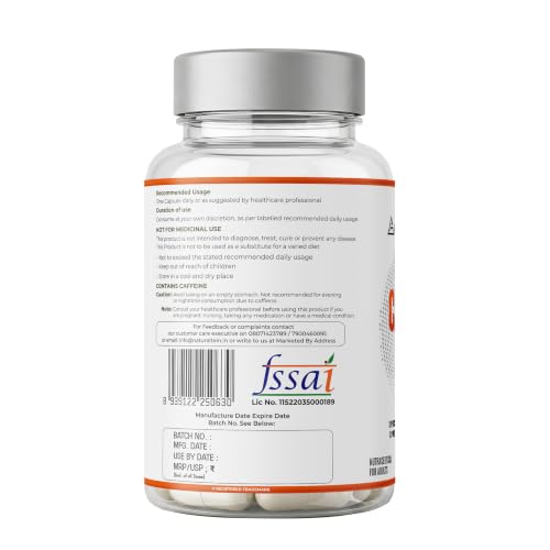 Image of NATURALTEIN Ultimate Caffeine with L-Theanine | 100mg Caffeine + 100mg L-Theanine | Energy, Focus & Alertness Support | 2-in-1 Formula | 60 Veg Capsules