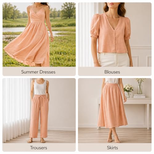 Image of Soimoi Peach Solid 60 * 60's Cotton Cambric Fabric by 3 Yards, 56 Inch Wide Light Weight Material Suitable for Kurtis, Blouses, Kids Clothing, Tunics, Dresses and Summer Apparel