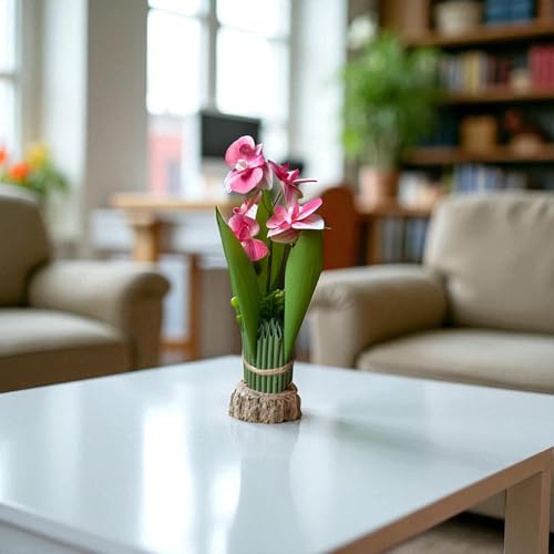 Image of Garden Art Pack of 1 Artificial Phalaenopsis Orchid Bonsai Bunch, 6 Heads, 9 Flowers, 31cm GAAPHOB-6H-31PS (Pink Shaded)