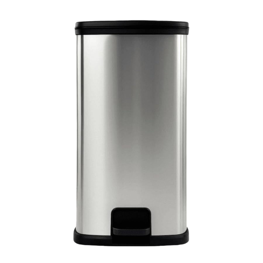 Kitchen Trash Can, 13.2 Gallon Plastic Step Garbage Bin with Lid, Silver