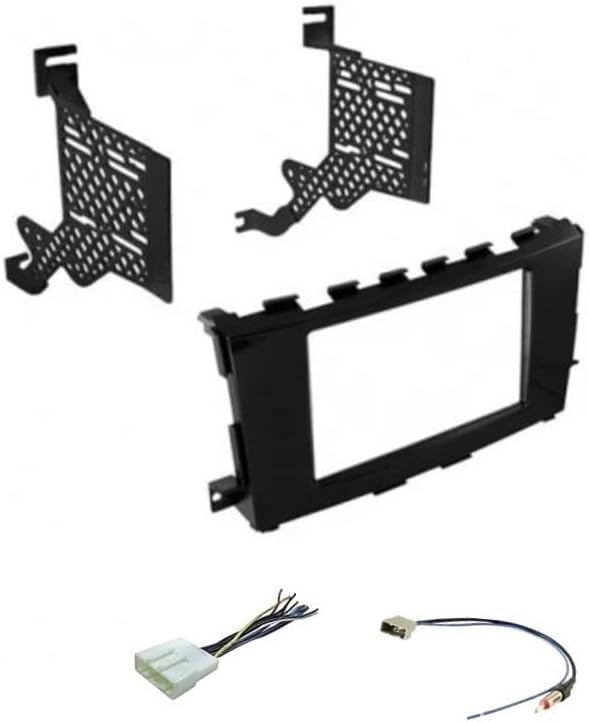 Double Din Charcoal Gray Car Stereo Install Dash Kit, Wire Harness, and AM/FM Radio Antenna Adapter -Made for Nissan: 2013 Altima Sedan Only, 2014 2015 2016 2017 2018 Altima