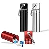 ASTER 3 Stuks Mini Pillendoosje Sleutelhanger, Draagbare Aluminium Pil Gevallen, Waterdicht Tablet Capsule Dagelijkse Zakpil Pil Container voor Outdoor Camping Reizen (zwart, zilver, rood)