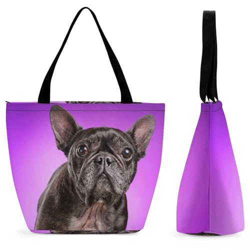 Sac à bandoulière bouledogue noir robuste anti-fatigue pour grand volume voyage