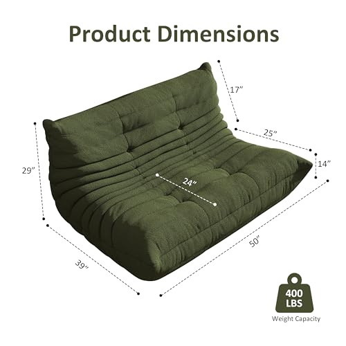 Image of Giant Bean Bag Chair for Adults - Cozy Loveseat Fireside Accent Chair with Memory Foam,Comfy Lazy Oversized Floor Sofa Couch Boneless Chaise Lounge for Living Room Bedroom Gaming Room (2 Seater)