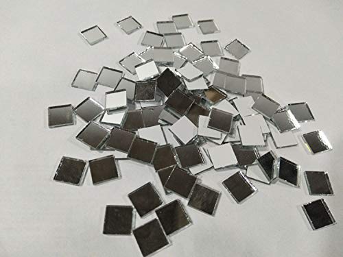 Set of 200pcs Small Square Glass Crafts, Real Glass Mirror Mosaic Tiles 1x1cm (1x1CM)