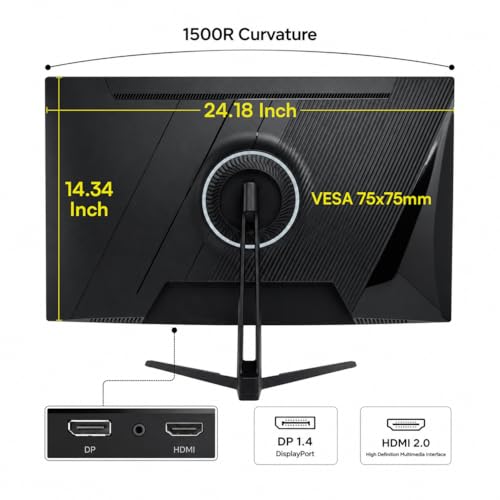 Image of Great voell 27 Inch Curved 240Hz Gaming Monitor, 1ms MPRT, 2K QHD (2560 x 1440), G-Sync, HDR VA Panel, 98% sRGB, HDMI 2.0& DP1.4, Tilt Adjustable, VESA, Pro Gaming