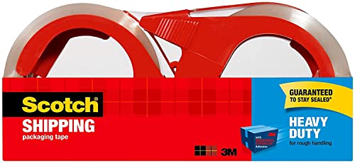 Scotch Heavy Duty Shipping Packing Tape, Clear, Shipping and Packaging Supplies, 1.88 in. x 54.6 yd., 2 Tape Rolls with 2 Dispensers - image 1