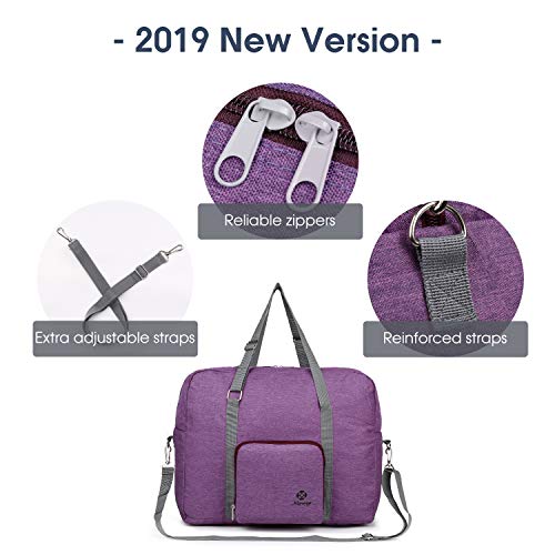 For Spirit Airlines Foldable Travel Duffel Bag Tote Carry on Luggage Sport Duffle for Women and Girls (Purple)