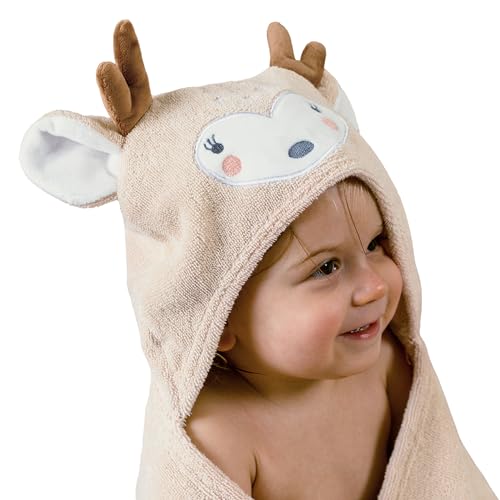 Toalla Bebe Recien Nacido con Capucha para Baño Piscina Playa - Capa de Baño Bebe Unisex Fabricado en Algodon 100% Organico - Regalo Recien Nacido Niño y Niña - Talla 0-4 años