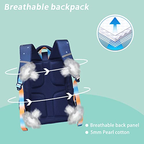 Tanou Kids Backpacks For Boys, 16'' Elementary School Backpack, Breathable Bookbags With Reflective Strip For Boy 4-9 Years, Rocket #TOP3