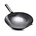 Wok de Hierro para Trabajo Wok de Hierro Fundido,Martillado a Mano,Antiadherente,sin Recubrimiento,Wok de Fondo Redondo con Mango de Grado Comercial Wok de Hierro para Trabajo Pesado,40cm,36