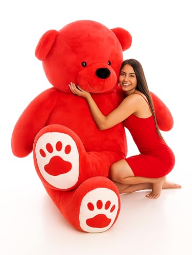 Image of JAI SHREE Soft Plush Teddy Bear for Kids & Girls | Cute Hugable Stuffed Toy with Bow for Birthday, Anniversary & Valentine's Dayt (Red, 3 Feet)