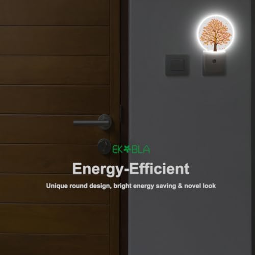 Image of EKOBLA Maple Tree Night Light, Fall Orange and Yellow Leaf Night Lights Plug Into Wall with Auto Sensor for Home Indoor Decor