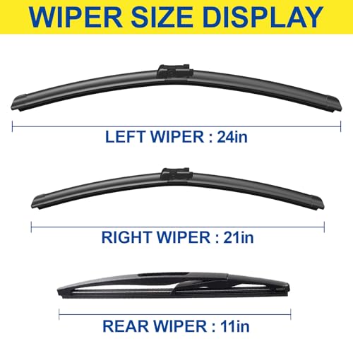 Image of 3 wipers Replacement For GMC Acadia 2007-2012 Saturn Outlook 2007-2010 Original Equipment Windshield Wiper Blades Set - 24 inch+21 inch+11 inch (Set of 3) Top Lock