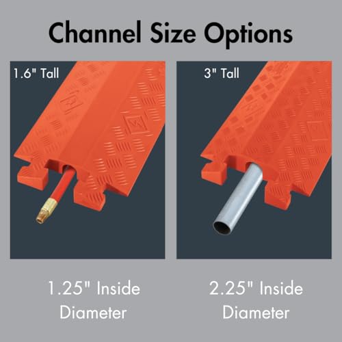 Image of Checkers 1 Channel Industrial Drive Over Cable Protector, Drop Over for 2.25 inch Lines, 23k /Axle Load Capacity Hose and Cable Ramp for Heavy Duty Equipment, Made in The USA, Black, CP1X225-GP-DO-B