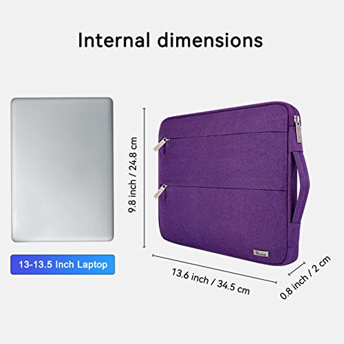 Image of V Voova Laptop Sleeve Carrying Case 13 13.6 Inch Compatible with MacBook Air 13 M1 /M2 /M3 /M4, MacBook Pro 13 /14, IPad Pro 13, Waterproof Slim Computer Cover Bag with Handle, Purple