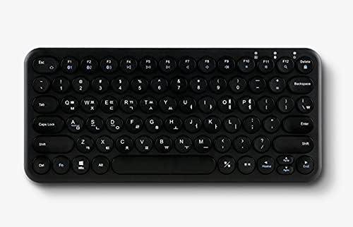 HOMTAK Bluetooth Keyboard Rechargeable Multi Device Light Retro Typewriter Round Key Wireless with Cover Skin Portable Korean/English for Android, Mac, iOS, Window (Black)