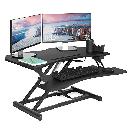 Best Choice Products 36in Electric Standing Desk Ergonomic Workstation, Adjustable 2-Tier Desk Converter, Sit to Stand Dual Monitor Riser w/ Charging Port