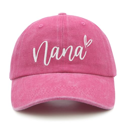Waldeal Embroidered Nana Hat Mothers Day Birthday Gift Hat for Grandma from Grandkids Adjustable Baseball Cap for Grandmother Hot Pink