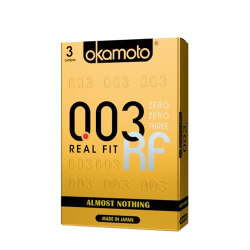 Image of Okamoto Condom | Ultra Thin Condoms for Men | Thinnest Premium Snug Fit Condoms | Made In Japan | 0.03 mm thin | 003 Realfit (3 Pcs Pack)
