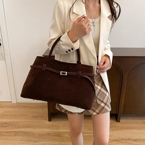 Jqwygb Suede Tote Bag For Women Slouchy Work Bag Large Capacity Top Handle Bag Faux Suede Bag Shoulder Hobo Bag Handbag thumb #2