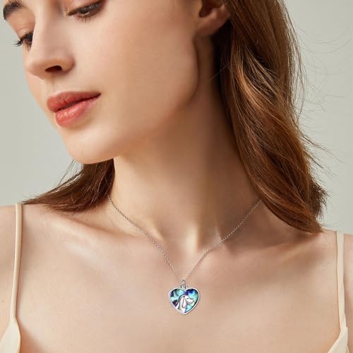 VONALA Dog Urn Necklaces for Ashes 925 Sterling Silver Abalone Shell Heart Pendant Keepsake Necklace Cremation Jewellery Memorial Gifts for Women Girls - Image 2