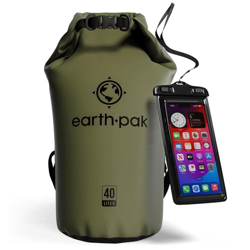 Image of Earth Pak Waterproof Dry Bag - Roll Top Waterproof Backpack Sack Keeps Gear Dry for Kayak with Waterproof Phone Case