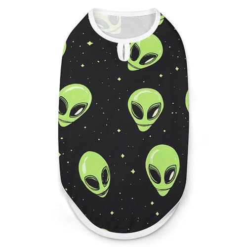 Green Aliens Cute Dog Shirts Soft Breathable Pet Tank Top Sleeveless Vest Cat Clothes L