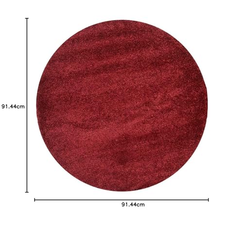 Image of CD Carpet Anti Slip Shaggy Fluffy Fur Rugs and Carpet for Living Room Bedroom Kids Room Plain Circle Carpets for Home with 2 Inch Thickness (Color Maroon Size 3x3 Feet Round)