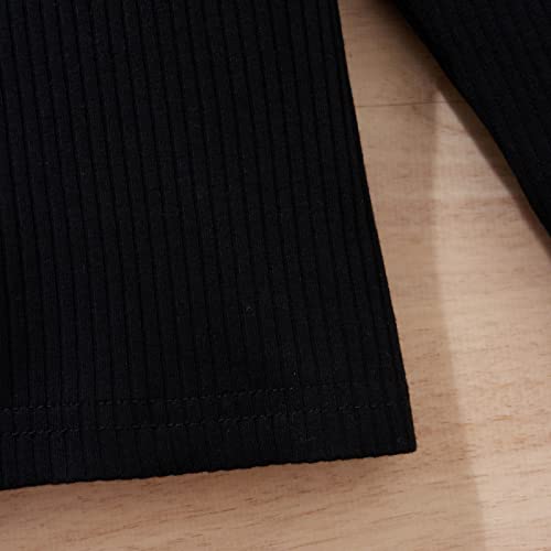 Conjunto de saia lisa com gola redonda e manga comprida com babados e gola redonda, 2 peças, para me